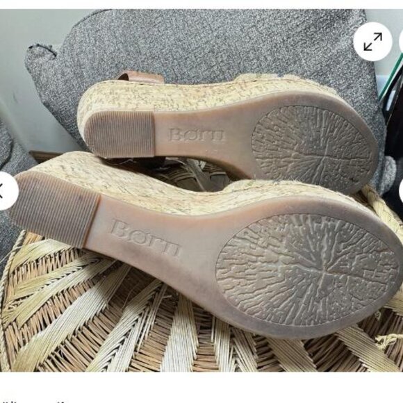 Born Women's Wapita Sandal Size 9 Cork Wedge Platform Ankle Wrap Striped Boho - Picture 4 of 6